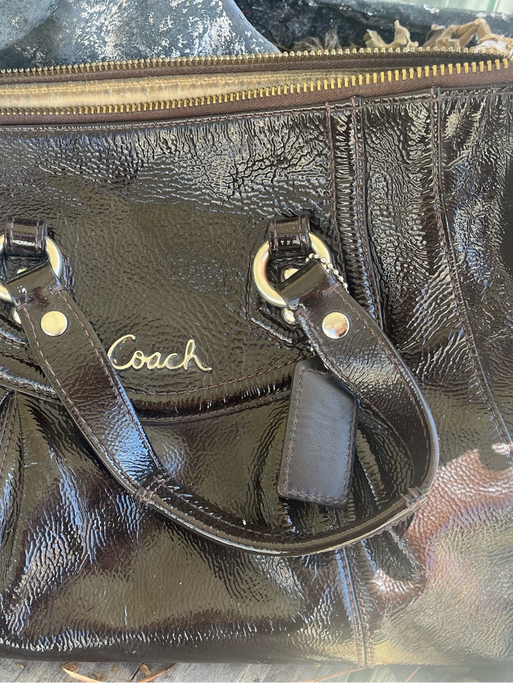 Authentic Coach Ashley patent leather satchel- F20460 .